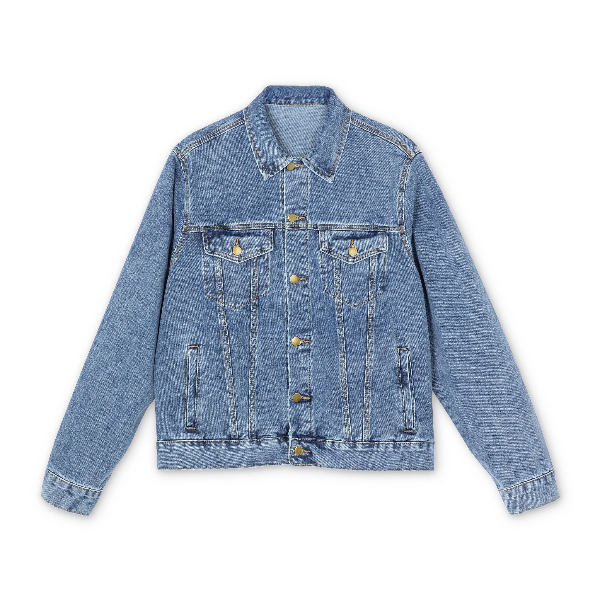 Men's Denim Jacket — 'Never Forgotten' Subtle Back Print Vintage Wash Jean Jacket