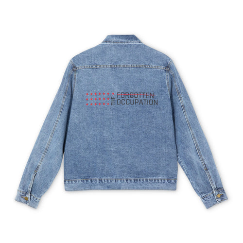 Men's Denim Jacket — 'Never Forgotten' Subtle Back Print Vintage Wash Jean Jacket