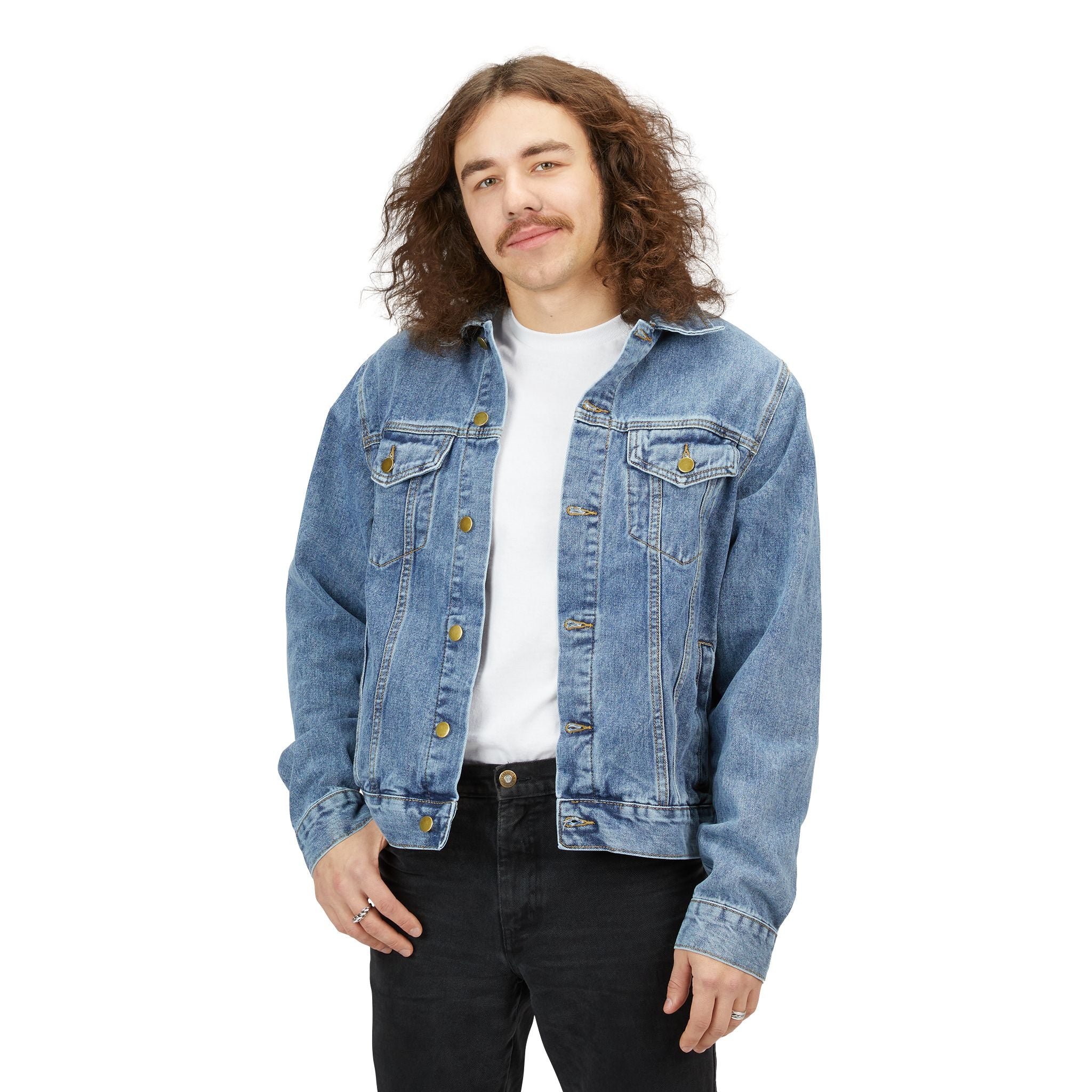 Men's Denim Jacket — 'Never Forgotten' Subtle Back Print Vintage Wash Jean Jacket